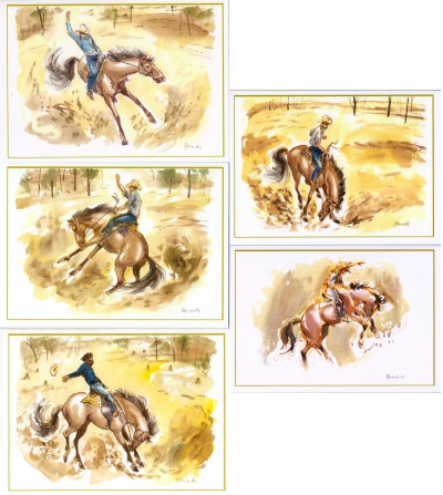 Bucking horses Greeting Cards